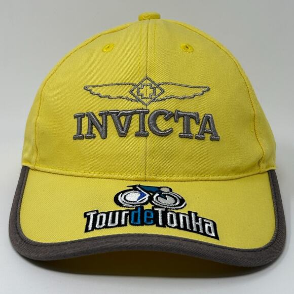 Invicta Tour de Tonka Hat Baseball Cap Cycling Cycler Bicycle Strapback Yellow - Picture 1 of 10
